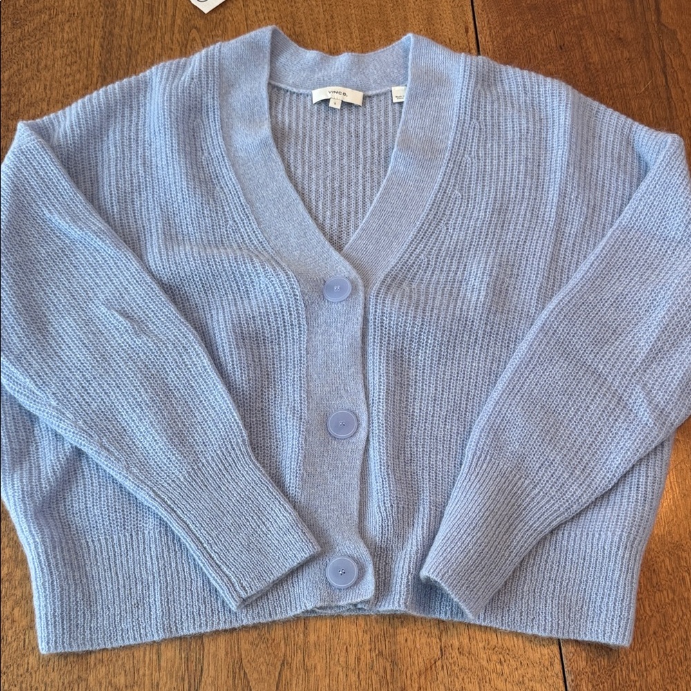 Vince Light Blue V-Neck Button Cardigan